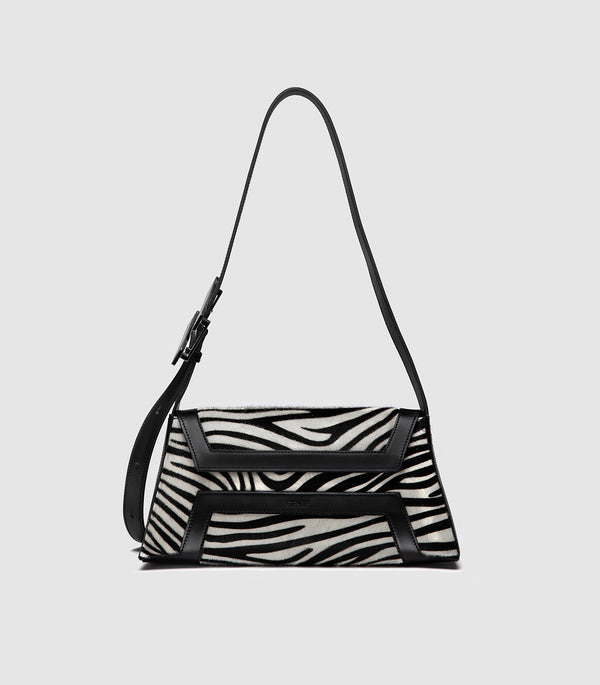MADE TO ORDER - Shoulder and crossbody "OBLIQUE" - Black & White Zebra